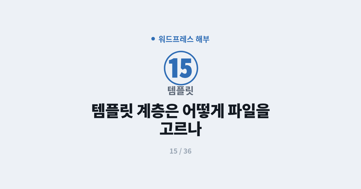 [워드프레스] 15. 템플릿 : 템플릿 계층은 어떻게 파일을 고르나