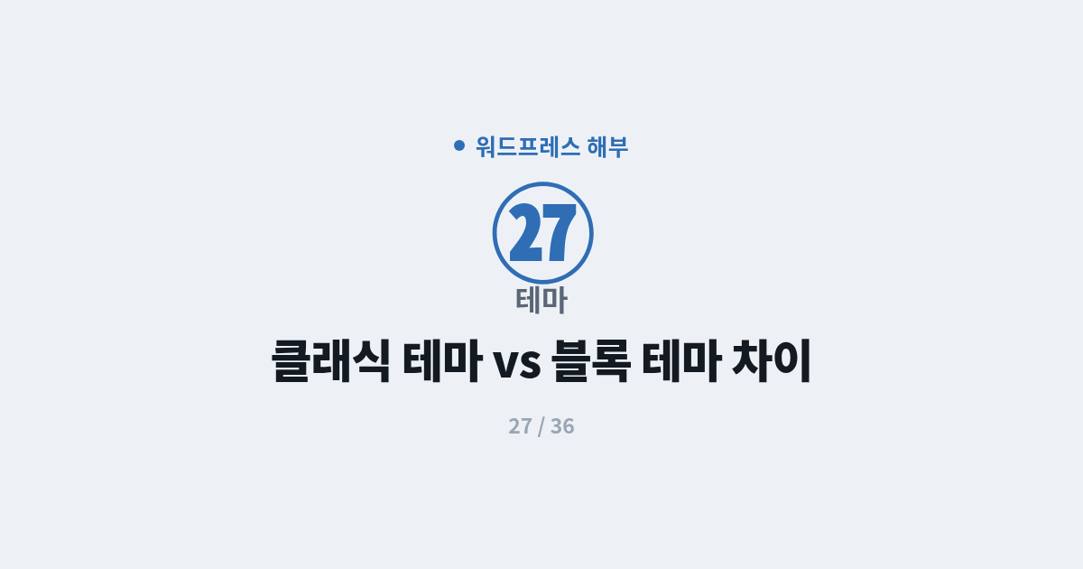 [워드프레스] 27. 테마 : 클래식 테마 vs 블록 테마, 뭐가 다른가