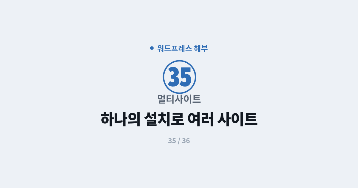 [워드프레스] 35. 멀티사이트 : 하나의 설치로 여러 사이트 (멀티사이트)