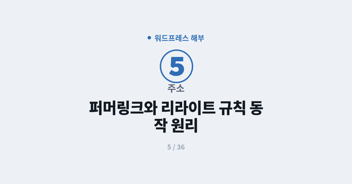 [워드프레스] 5. 주소 : 퍼머링크와 리라이트 규칙 동작 원리