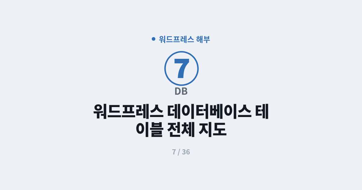 [워드프레스] 7. DB : 워드프레스 데이터베이스 테이블 전체 지도