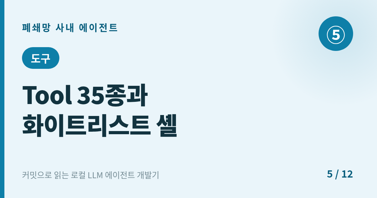 [에이전트] 5. 도구 : Tool 35종과 화이트리스트 셸 — 다섯 겹의 방어